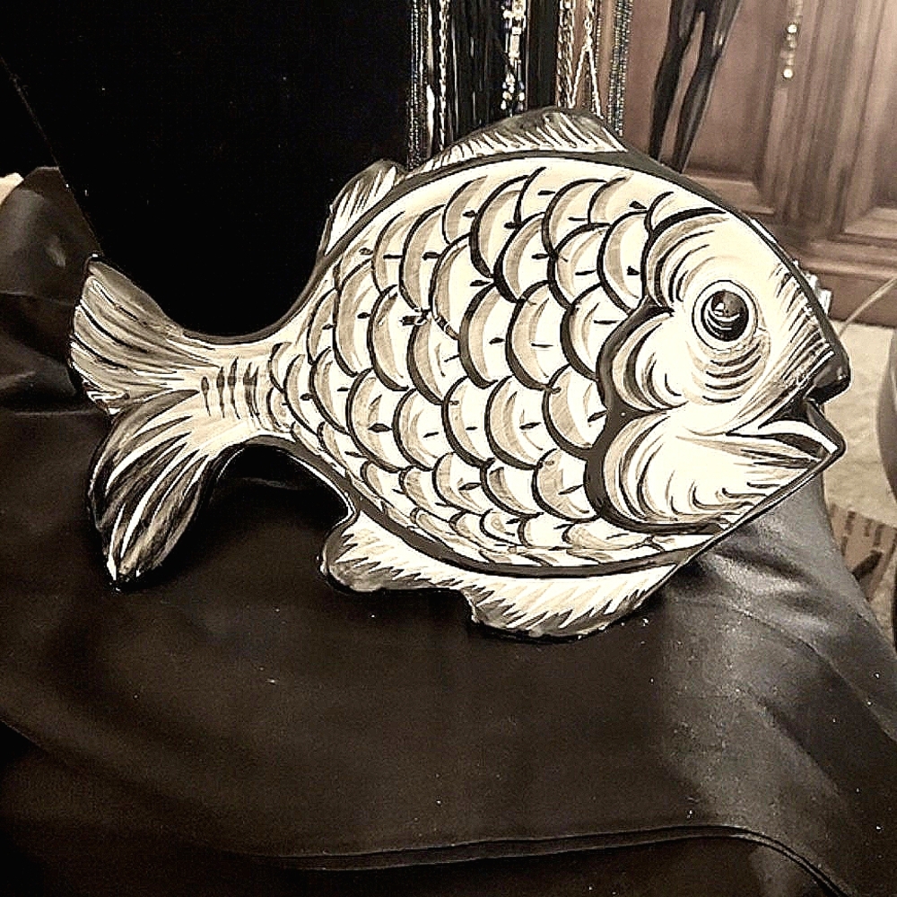 🔥FIRM ON PRICE🔥VTG ITALIAN ARTISAN CRAFTED CERAMIC FISH BOWL SERVER DECOR